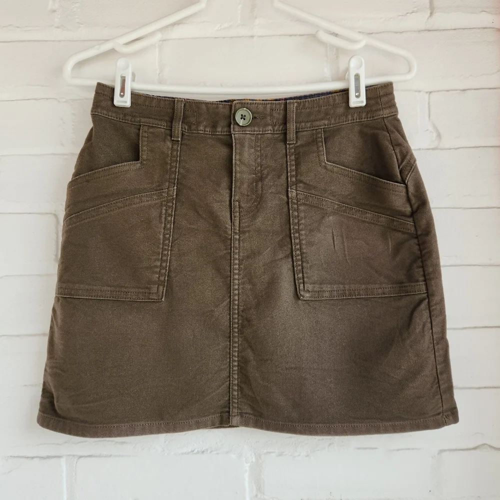 Prana Green Skirt Pockets Casual Organic Cotton Size 2